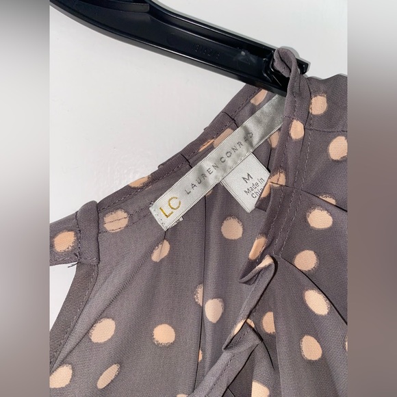 LC Lauren Conrad Grey and pink polka dot blouse - Picture 3 of 3